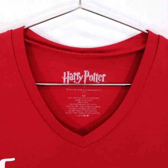 Harry Potter T Shirt Womens Extra Small Red White Marauders Map Oath V Neck Tee - Picture 2 of 5
